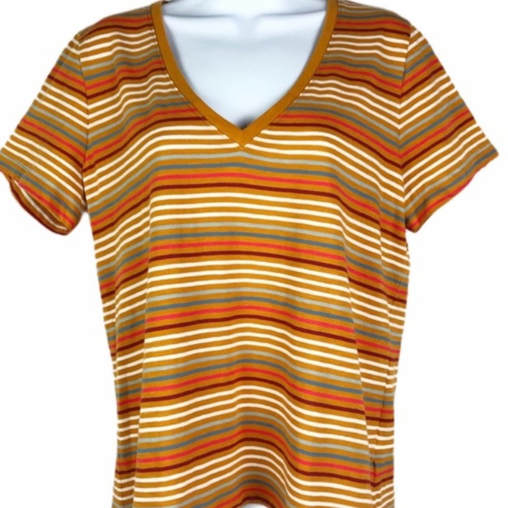 Madewell Retro Orange Striped Short-Sleeve T-Shirt - Size XXL